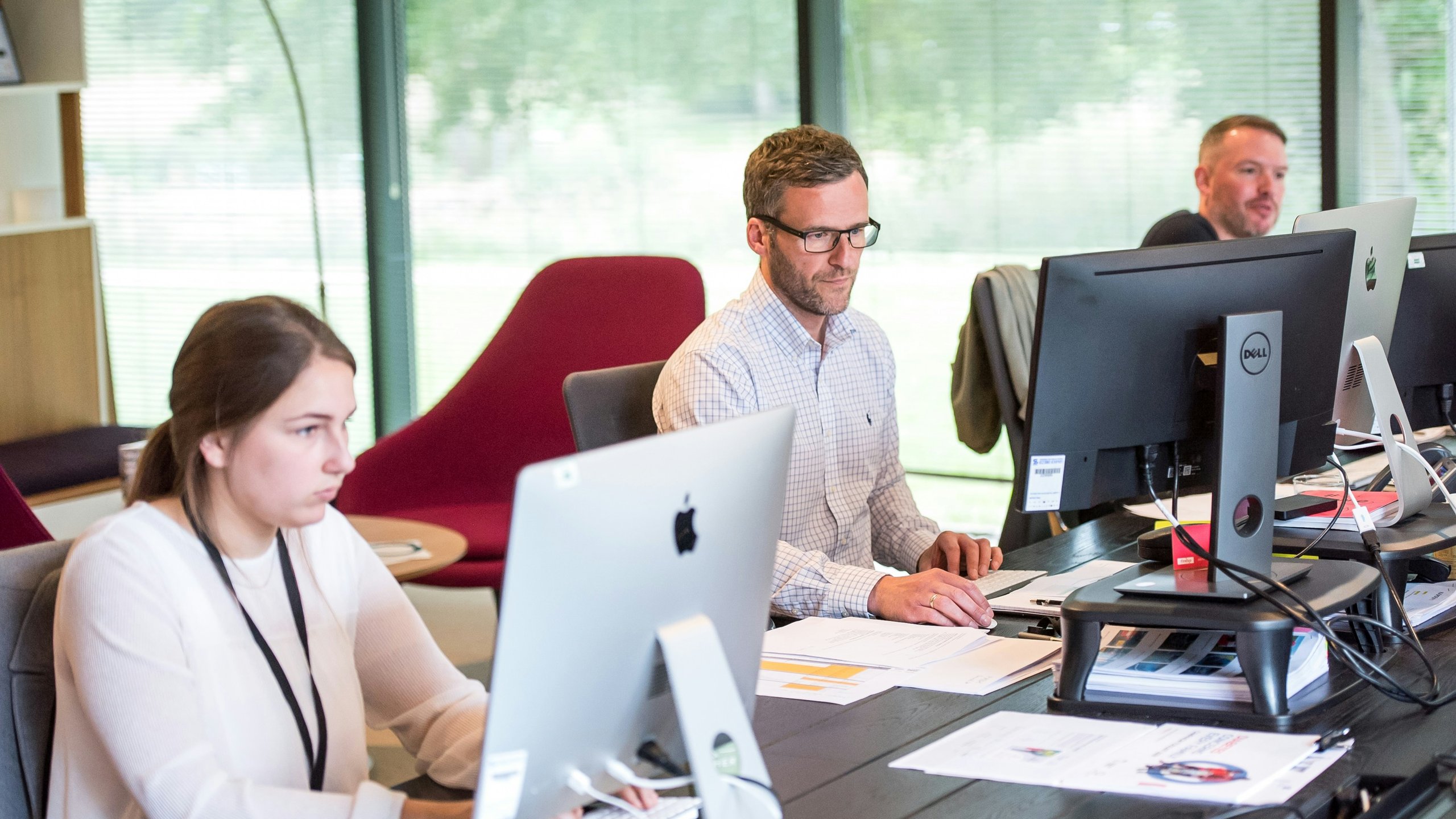 A project team collaborating in a building environment